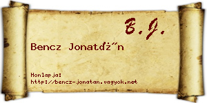 Bencz Jonatán névjegykártya